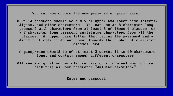 On Owl, the password policy (configurable) is enforced even for the initial root password