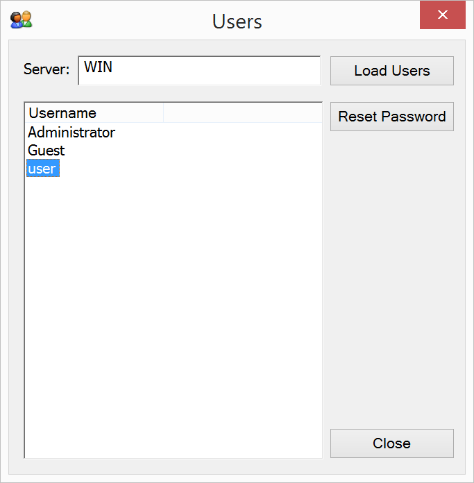 passwdqc for Windows - Reset Password utility - user choice dialog